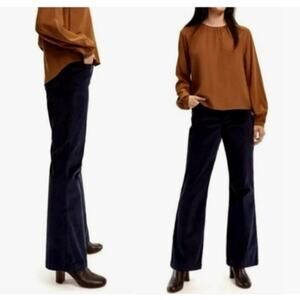 Babaton Aritzia 8 Joey $178 Corduroy Pants Navy Blue High Rise Flare Leg NWT